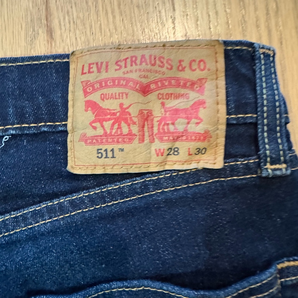 Levi's 511 Blue Straight Jeans Classic Denim - 28x30 - Picture 3 of 5